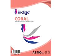 Indigo® Coral A3 White 100GSM Copier Paper - 100 Sheets | Multipurpose Paper for Printing & Copying | Suitable for Inkjet & Laser Printers