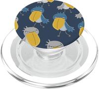 Indigo Dark Blue Aesthetic Supercute Pattern Bird Shoebill PopSockets PopGrip for MagSafe