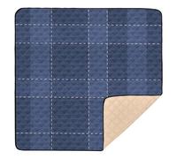 Indigo Denim Patchwork Gingham Large Sturdy Baby Gym & Activity Mat for Indoor Outdoor Water Resistant Baby Crawling Mat for Baby Kids Toddlers Infants, 50'' x 50''
