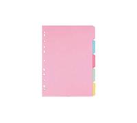 indigo® Dividers A4 Assorted Multipunched Perforated Card Manilla Blank (6 Part, Pack of 25)