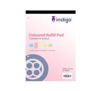 indigo® Dyslexia Pad A4 Coloured 8mm Lined & Margin 100 Pages Tinted Refill Pad (Pink, Pack of 6)