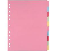 Indigo® Extra Wide A4+ File Dividers - 10 Part Index with Assorted Blank Manilla Tabs, Multipunched & Perforated Card - Pack of 10 for Binders & Filing