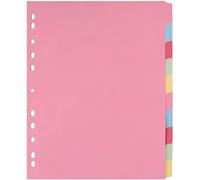 indigo® Dividers A4 Assorted Multipunched Perforated Card Manilla Blank (10 Part Extra-Wide, Pack of 25)