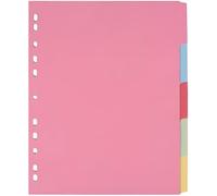 indigo® Dividers A4 Assorted Multipunched Perforated Card Manilla Blank (5 Part Extra-Wide, Pack of 10)