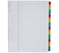 Indigo® Extra Wide A4+ File Dividers - A-Z Alphabetical Index with Multicolour Tabs, White Card, Mylar-Reinforced, Multipunched - Pack of 1 for Binders & Filing