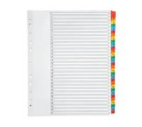 Indigo® Extra Wide A4+ File Dividers - Numbered 1-31 Index with Multicolour Tabs, White Card, Mylar-Reinforced, Multipunched - Pack of 25 for Binders & Filing