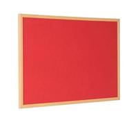 Indigo® Fabric Notice Board with Pine Frame - 90 x 60cm Red Cork Bulletin Board for Home, Office & Classroom