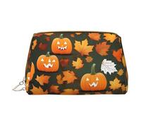 Indigo Flame Print Print Cosmetic Bags,Leather Makeup Bag Small For Purse,Cosmetic Pouch,Toiletry Clutch For Women Travel, Happy Thanksgiving Day Pumpkin, One Size