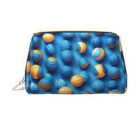 Indigo Flame Print Print Cosmetic Bags,Leather Makeup Bag Small For Purse,Cosmetic Pouch,Toiletry Clutch For Women Travel, Blue Volleyball, One Size