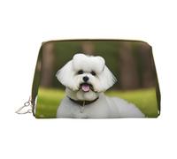 Indigo Flame Print Print Cosmetic Bags,Leather Makeup Bag Small For Purse,Cosmetic Pouch,Toiletry Clutch For Women Travel, Cute Bichon Frise Dog, One Size