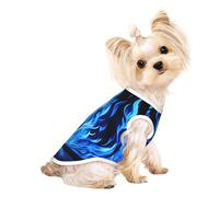 Indigo Flame Print Print Dog Lightweight Shirt,Summer Cool Breathable Dog T-Shirts,Pet Sleeveless Stretchy Clothes