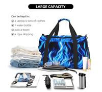 Indigo Flame Print Print Functional Travel Tote Ample Space Travel Bag Foldable Carry On Tote for Weekender