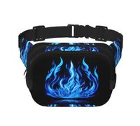 Indigo Flame Print Print Square Double Layer Waist Bag Festival Outdoor Hiking Travel Lightweight