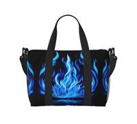 Indigo Flame print print Travel Duffel Bag,workout duffel bag, overnight shoulder Bag,Weekender Bag for Women Men, Black, One Size