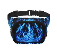 Indigo Flame print print Womens Fanny Pack Everyday Hip Pouch Waist Bag for Travel Outdoor Running Hunting for Adult, Black, One Size