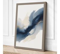 Indigo Flow Minimalist Canvas Wall Art Print 30x20 Inch (76 x 51 cm)