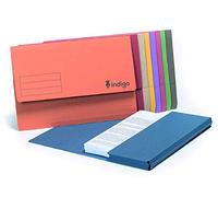 Indigo® Foolscap Document Wallets Half Flap - 285gsm Heavy Duty Assorted File Wallets, 32mm Capacity Large Filing Envelopes for Office, School & Home (Pack of 25)