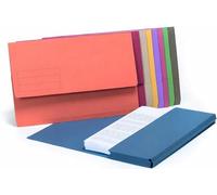 Indigo® Foolscap Document Wallets Half Flap - 285gsm Heavy Duty Assorted File Wallets, 32mm Capacity Large Filing Envelopes for Office, School & Home (Pack of 10)