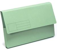 Indigo® Foolscap Document Wallets Half Flap - 285gsm Heavy Duty Green File Wallets, 30mm Capacity Large Filing Envelopes for Office, School & Home (Pack of 25)