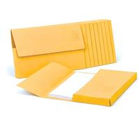 Indigo® Foolscap Document Wallets Half Flap - 285gsm Heavy Duty Yellow File Wallets, 30mm Capacity Large Filing Envelopes for Office, School & Home (Pack of 10)