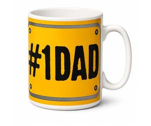 indigo® Giant 900ml “#1 Dad” Novelty Mug - Extra Large Coffee Cup, Funny Gift for Dad, Birthday & Father’s Day Present, Microwave & Dishwasher Safe