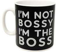 indigo® Giant Novelty Mug 900ml - Extra Large Funny Coffee Mug Big Tea Cup - “I’m Not Bossy I’m The Boss” Black Ceramic Jumbo Mug - Microwave & Dishwasher Safe Novelty Gift for Him Her, Office Home