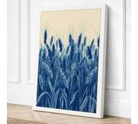 Indigo Grain Field Canvas Wall Art Print 30x20 Inch (76 x 51 cm)
