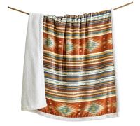 Indigo Hill by HiEnd Accents Del Sol Aztec Sherpa Throw Blanket, Tribal Navajo Print Western Blanket for Camping Outdoor, Southwestern Sherpa Fleece Blanket for Couch, Sofa, Bed, 54x68 inch