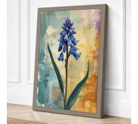 Indigo Hyacinth Botanical Canvas Wall Art Print 30x20 Inch (76 x 51 cm)