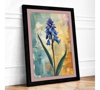 Indigo Hyacinth Botanical Framed Wall Art Print A3 (42×29.7cm) Black, Wall Decor for Living Room, Bedroom, Office & Home, Ready to Hang, Art Gift