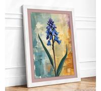 Indigo Hyacinth Botanical Framed Wall Art Print A3 (42×29.7cm) White, Wall Decor for Living Room, Bedroom, Office & Home, Ready to Hang, Art Gift