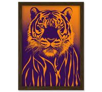 Doppelganger33 LTD Indigo Illustrated Tiger Portrait Vibrant Painting Artwork Framed Wall Art Print A4