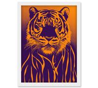 Doppelganger33 LTD Indigo Illustrated Tiger Portrait Vibrant Painting Artwork Framed Wall Art Print A4