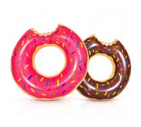 Indigo® Inflatable Donut Swim Ring Pack of 2 - Pink & Brown Sprinkle Doughnut Pool Floats for Adults & Kids, Beach, Pool & Garden Use (90cm)