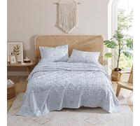 Indigo Ink - Full Sheets, Soft & Wrinkle Resistant Bedding Set, Ideal for All Seasons (White Denim Collection, Full)