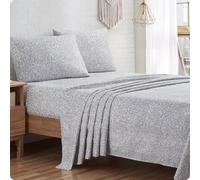 Indigo Ink - King Size Sheet Set, 4-Piece Boho Floral Damask Patterned Bedding, Soft & Wrinkle Resistant (Tufted Medallion Collection, Grey)