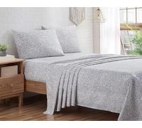 Indigo Ink - Queen Size Sheet Set, 4-Piece Boho Floral Damask Patterned Bedding, Soft & Wrinkle Resistant (Tufted Medallion Collection, Grey)