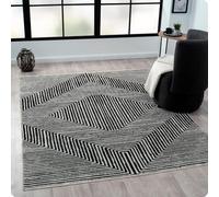 Indigo Ink Washable Area Rug - 5' x 7', Panther Black/White | Geometric Design | Soft & Cozy | Mid Size for Living Room, Bedroom, Office | Stain Resistant & Easy Wash
