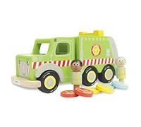 Indigo Jamm Recycling Ronnie, Wooden Toy Playset with Removable Passengers and Tokens Toddler Toys for 2 3 4 year old Boy and Girls
