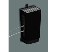 Indigo Lime wall mounting bracket for Virgin Media Hub 4. Made in the UK by us (Cables Left-hand side)