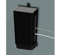 Indigo Lime wall mounting bracket for Virgin Media Hub 4. Made in the UK by us (Cables Right-hand side)