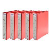 indigo Office Presentation A4 25mm PVC 4D Ring Binder (Red, Pack of 5)