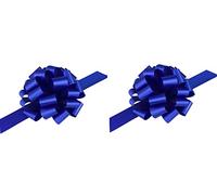 indigo Pack of 2 Large 50mm Pull Bows - Christmas, Valentines, Weddings, Gifts Venue Decorations Ribbons (Blue)