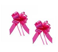 indigo Pack of 2 Large 50mm Pull Bows - Christmas, Valentines, Weddings, Gifts Venue Decorations Ribbons (Hot Pink)