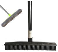 Indigo Pet Hair Remover Broom,Multi-Surface Squeegee Rubber Broom,Rubber Broom Pet Hair Remover,Pet Hair Removal Broom,Fur Remover Broom with Telescoping Handle (Black)
