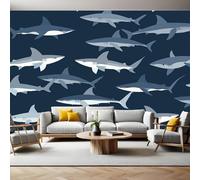 Indigo Photo Wallpaper Ocean Shark Wall Mural Non-Woven Art Print 250 x 180cm Wallpaper Mural Photo Kids Bedroom Office Living Room Home Poster Decoration