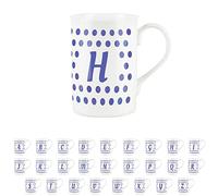 Indigo Polka Dots Spots Letter H Mug - Bone China Alphabet Initials Gift/Present Mug