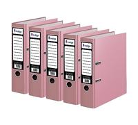 indigo® Premium A4 Office Lever Arch File - Durable, Organized File Storage -(FSC Certified, Pastel Pink, 70mm Spine - Pack of 5)