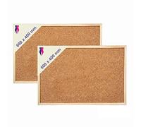 Indigo® Premium Cork Board - 60x40cm Wooden Frame Notice Board - Durable Pin Board for Home, Office & School, Pack of 2