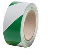 Indigo Premium Hazard Warning Tape - 50mm x 33m - Self Adhesive Marking Barrier Tape (Pack of 1) (Green/White)